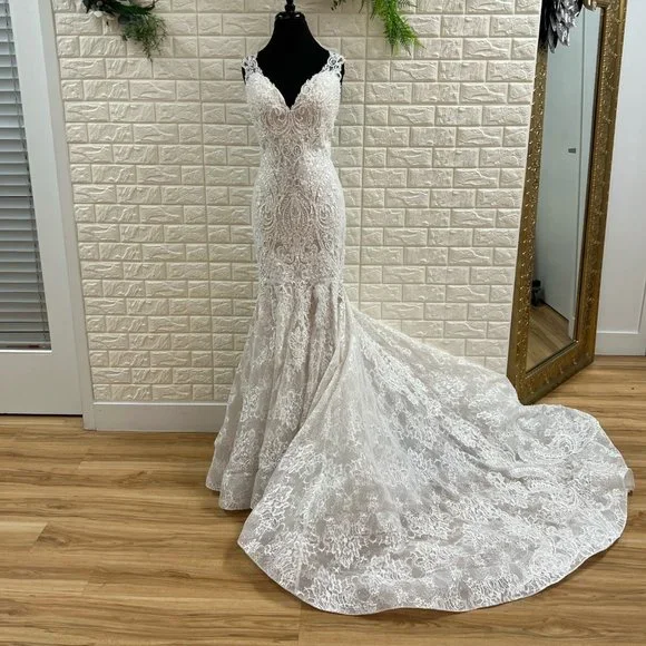 slim fit dress slacks Allure Bridals Couture Fit and Flare Wedding Dress C749
